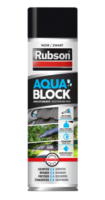 Revêtement d'étanchéité Aquablock spray 300 mL noir - RUBSON